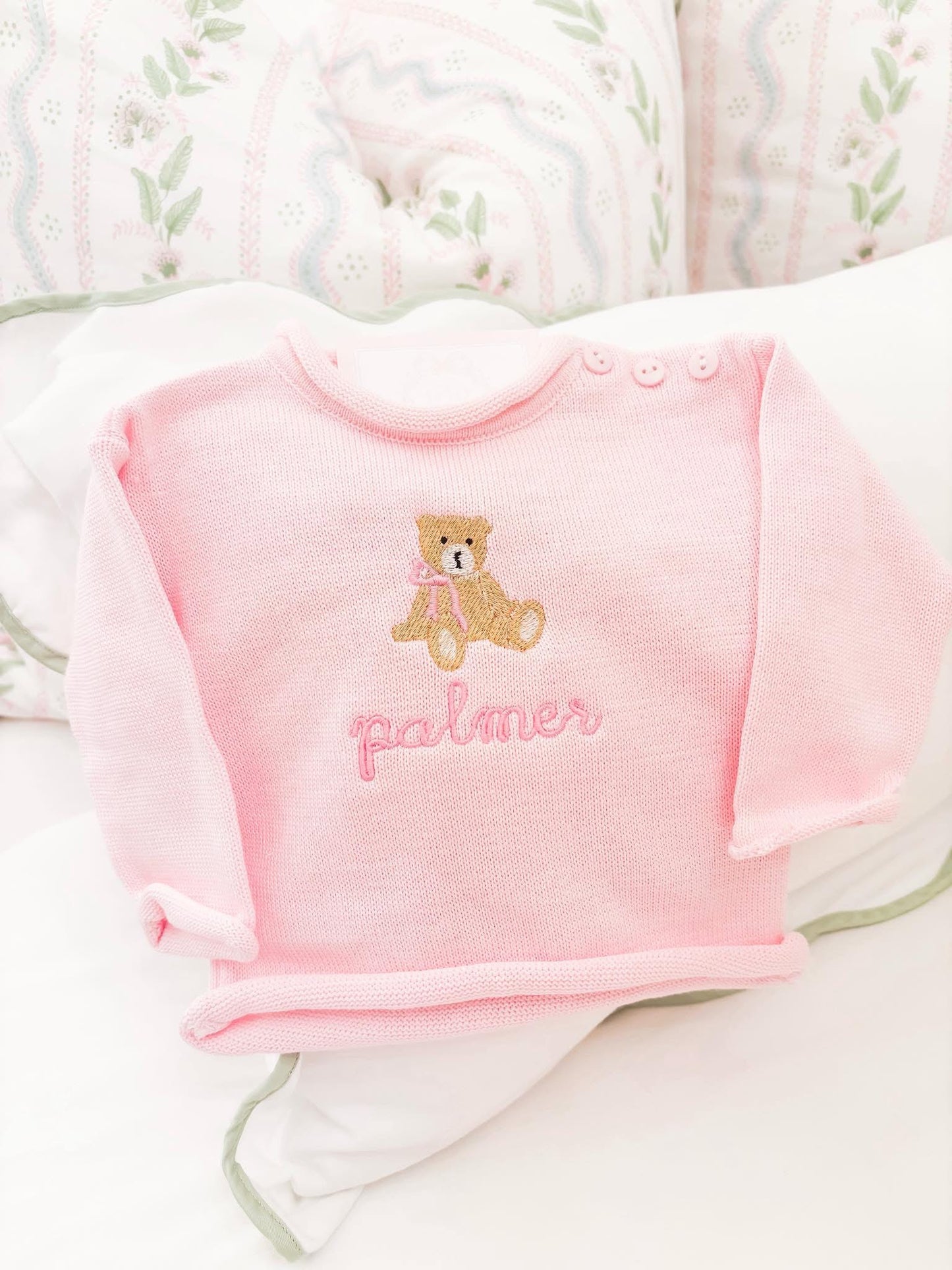 Pink Teddy Bear Rollneck