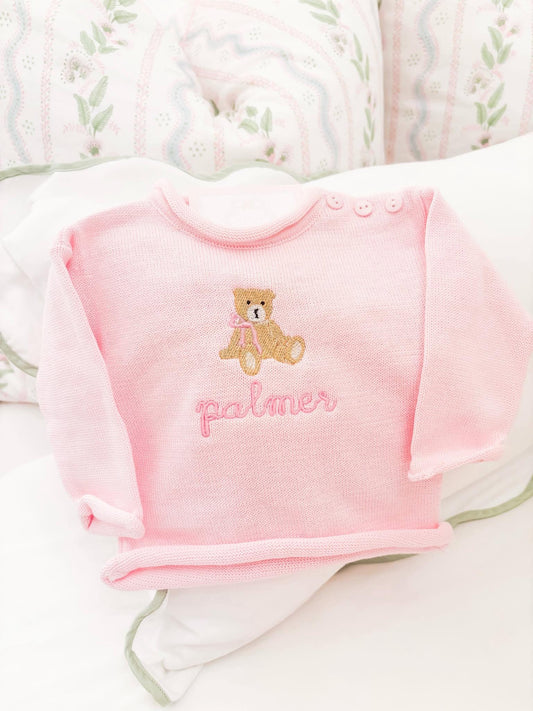 Pink Teddy Bear Rollneck