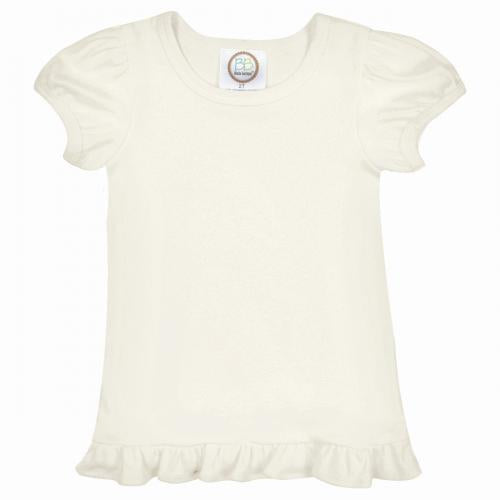 Ivory Short Sleeve Ruffle Tee Shirt