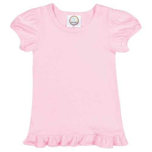 Light Pink Short Sleeve Ruffle Tee Shirt