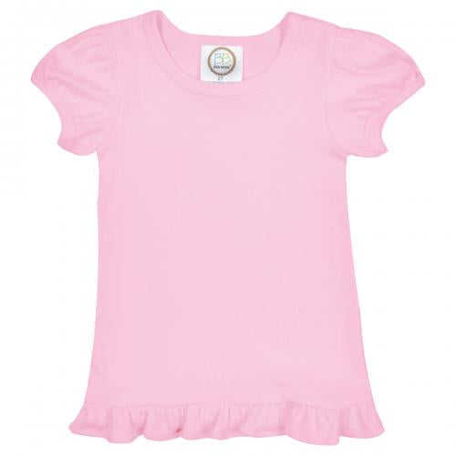 Cotton Candy Pink Short Sleeve Ruffle Tee Shirt