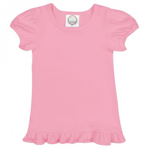 Pink Short Sleeve Ruffle Tee Shirt