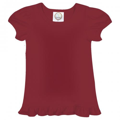 Crimson Short Sleeve Ruffle Tee Shirt