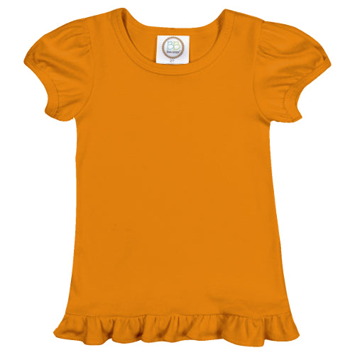 Orange Short Sleeve Ruffle Tee Shirt