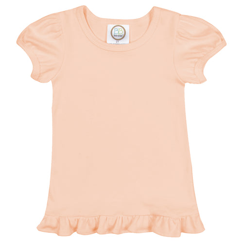 Peach Short Sleeve Ruffle Tee Shirt