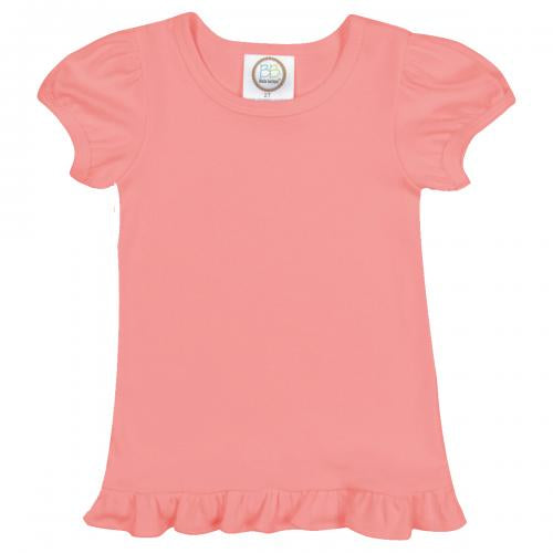 Coral Short Sleeve Ruffle Tee Shirt