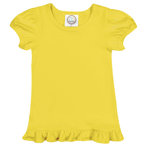 Yellow Short Sleeve Ruffle Tee Shirt