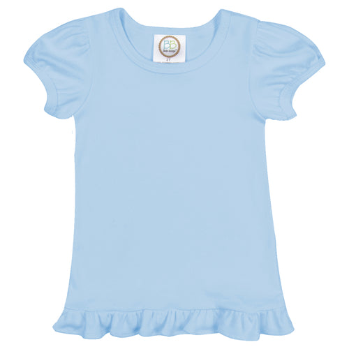 Ice Blue Short Sleeve Ruffle Tee Shirt