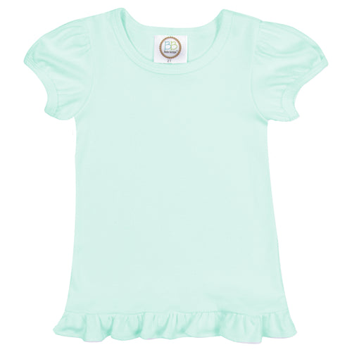 Mint Short Sleeve Ruffle Tee Shirt