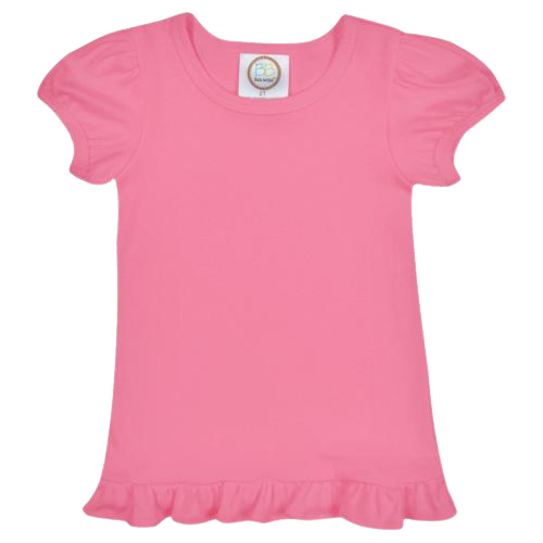 Hot Pink Short Sleeve Ruffle Tee Shirt